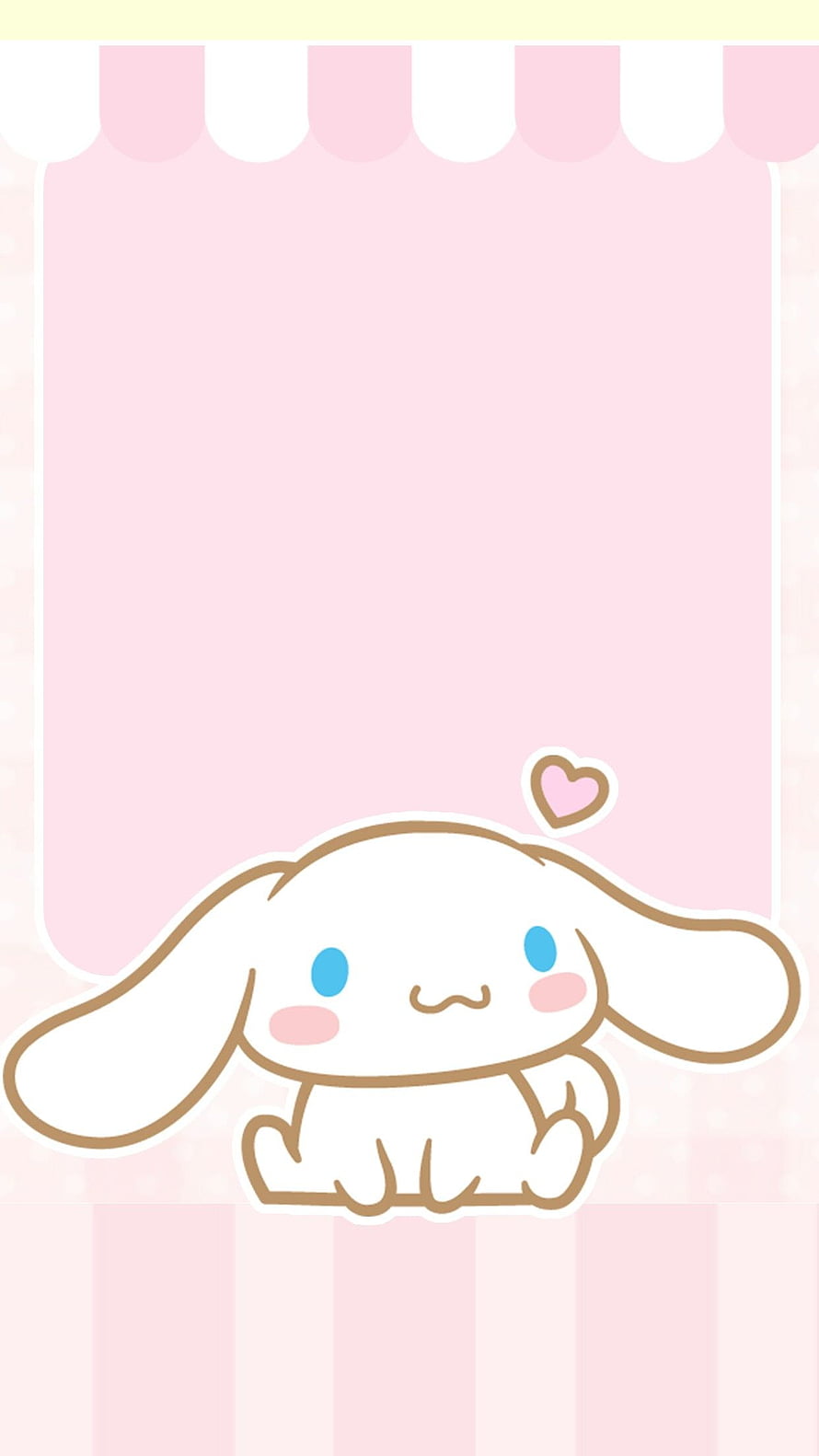 Cute Cinnamoroll Sitting on Pink Striped Background with Heart HD phone wallpaper