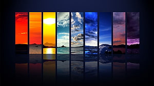 Colorful Sunset And Sky Panorama Through Vertical Window Panes HD wallpaper