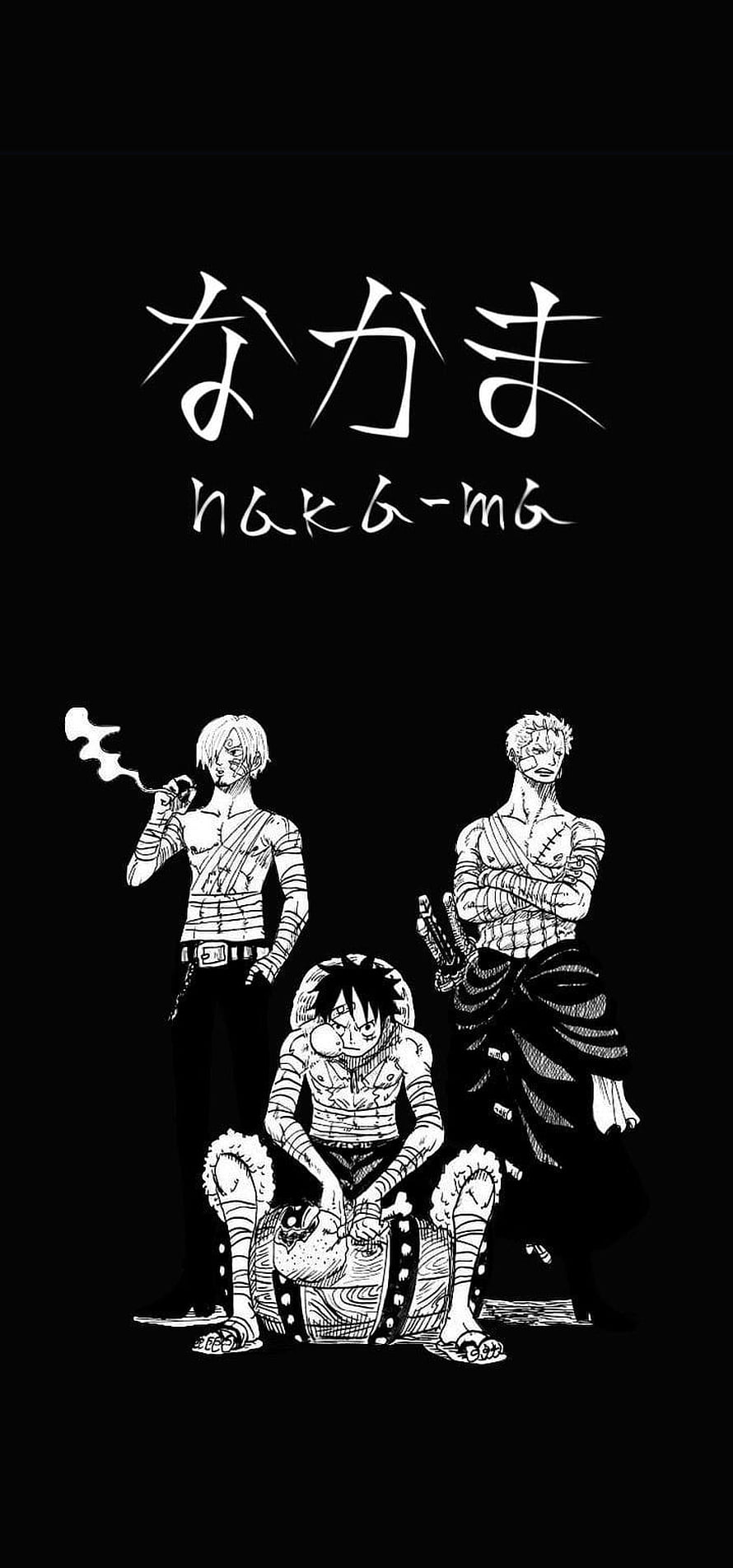 One Piece Straw Hat Pirates Bandaged Manga Artwork Wallpaper, Luffy, Sanji, Art, Monster_Trio, Vinsmoke, Roronoa, Zoro, Black, One_Piece, Manga HD phone wallpaper