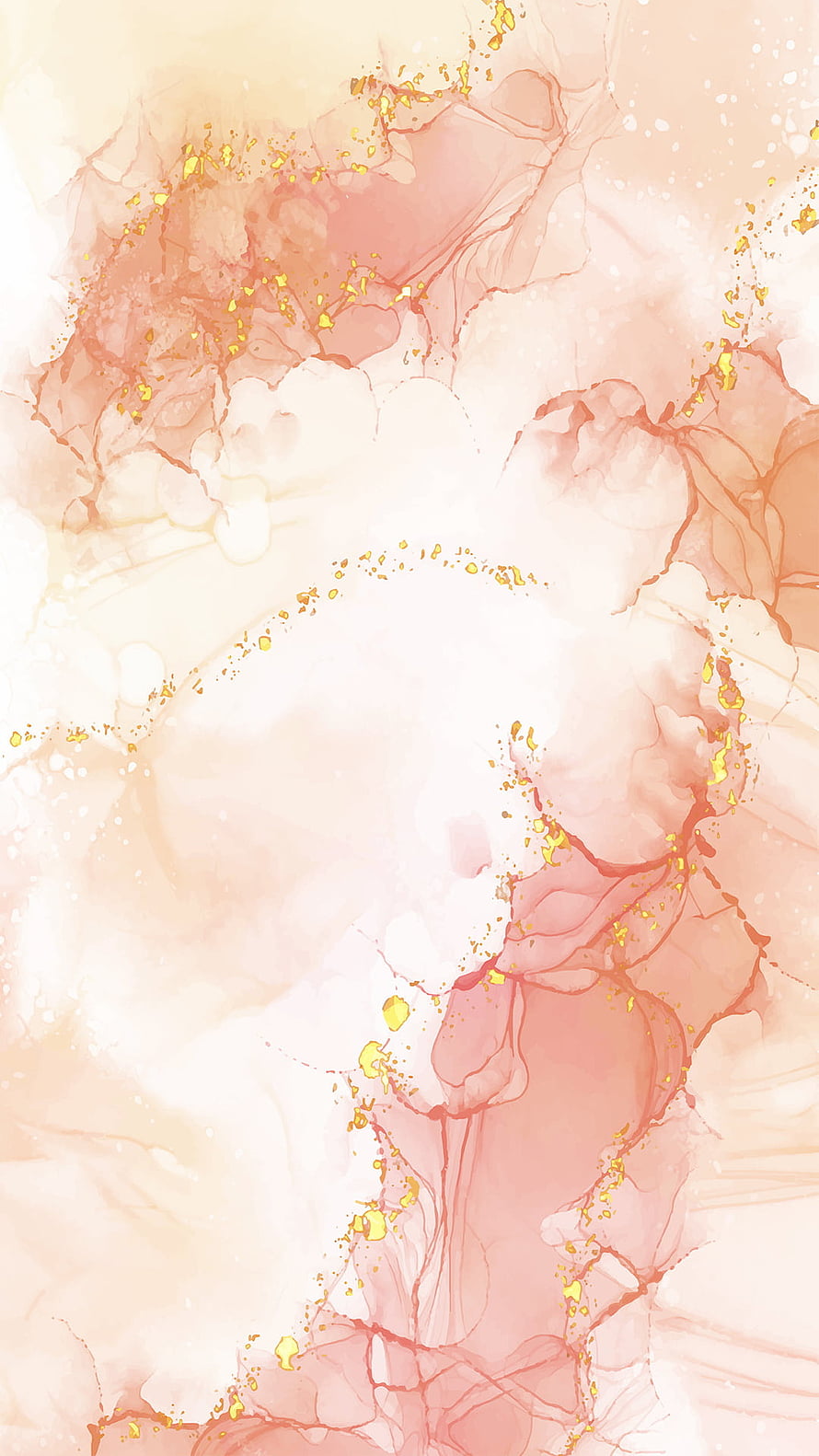 Soft Peach and Gold Abstract Ink Art with Delicate Marble Texture HD phone wallpaper