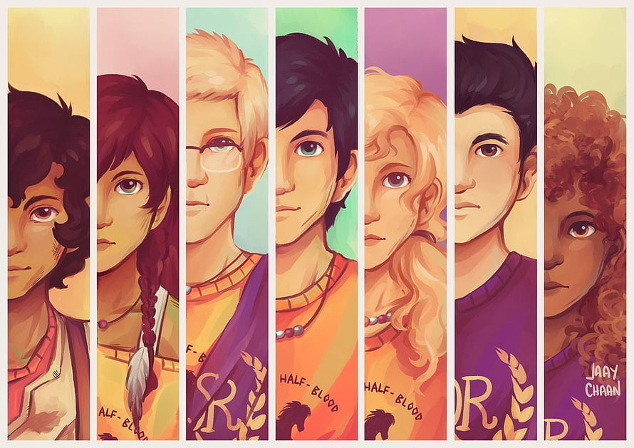 Percy Jackson and the Heroes of Olympus Character Lineup Digital Illustration HD wallpaper