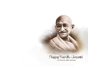Mahatma Gandhi Portrait Illustration for Gandhi Jayanti Celebration HD wallpaper