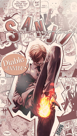 Vinsmoke Sanji Diabolo Jambe Flame Kick One Piece Manga Artwork HD phone wallpaper