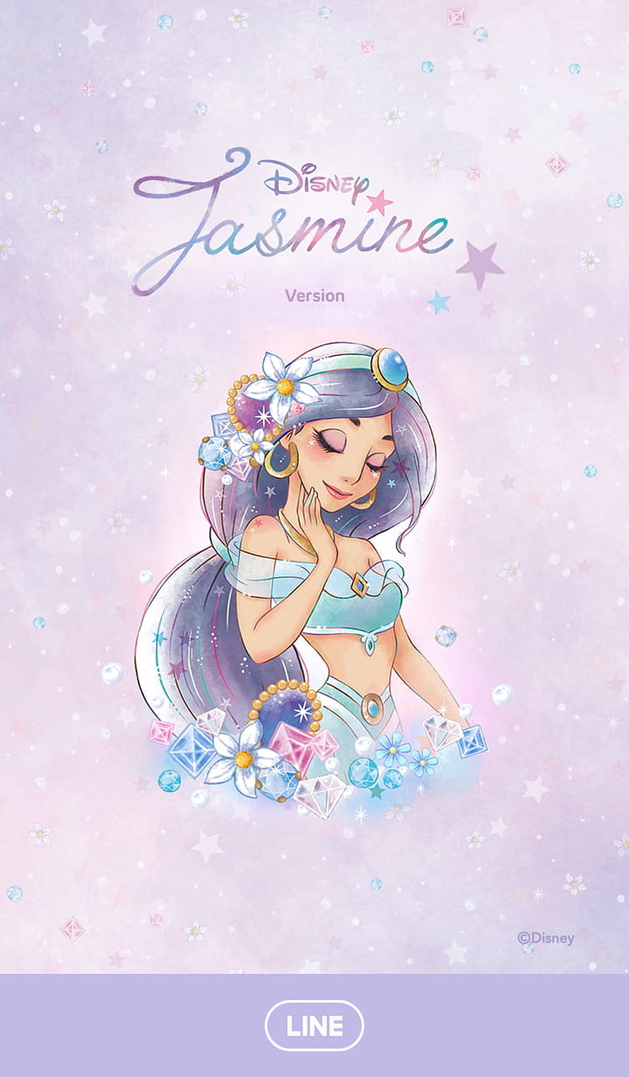 Disney Princess Jasmine Watercolor Illustration with Gems and Flowers HD phone wallpaper
