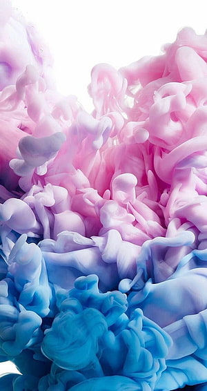 Abstract Pink and Blue Ink Clouds Swirling in Water HD phone wallpaper