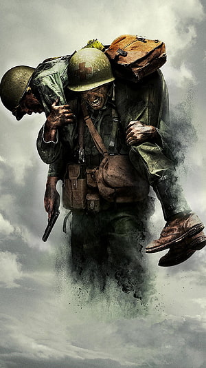 Hacksaw Ridge Soldier Carrying Wounded Comrade Through Stormy Battlefield HD phone wallpaper