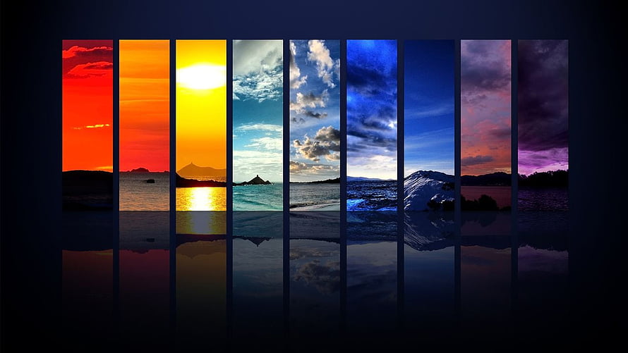 Colorful Sunset and Sky Scenery Through Vertical Window Panes HD wallpaper