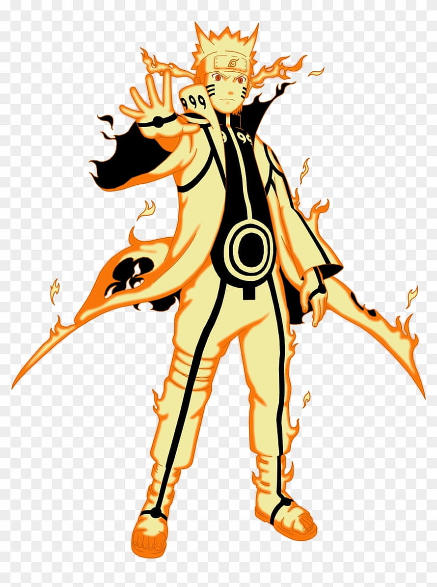 Naruto Uzumaki in Kurama Sage Mode with Flame Aura and Nine-Tails Chakra HD phone wallpaper