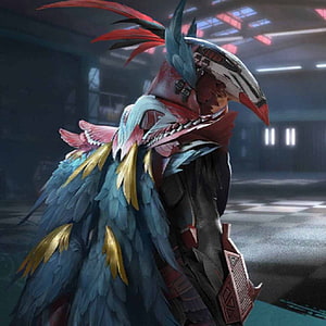 Blood Raven X Suit Character in PUBG Mobile with Feathered Armor and Sci-Fi Helmet HD phone wallpaper