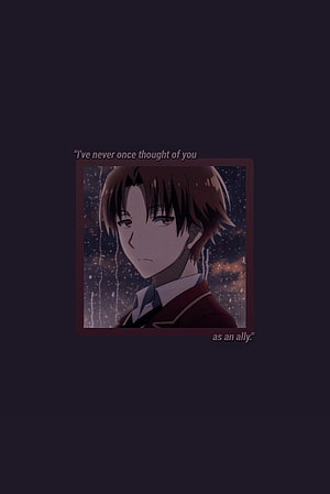 Ayanokoji Kiyotaka from Classroom of the Elite in a moody anime portrait with a dark background HD phone wallpaper