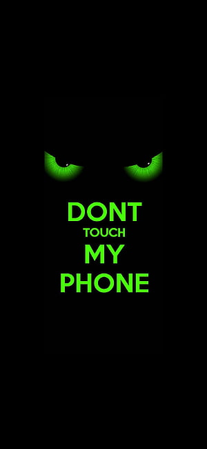 Glowing Green Eyes In Darkness With Warning Text Phone Wallpaper HD phone wallpaper