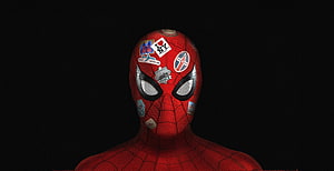 Spider-Man Far From Home Travel Sticker Suit Portrait on Black Background, Spider-man: Far From Home, cover poster, artwork HD wallpaper