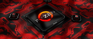 AMD Ryzen Processor on Red Circuit Board Background HD wallpaper