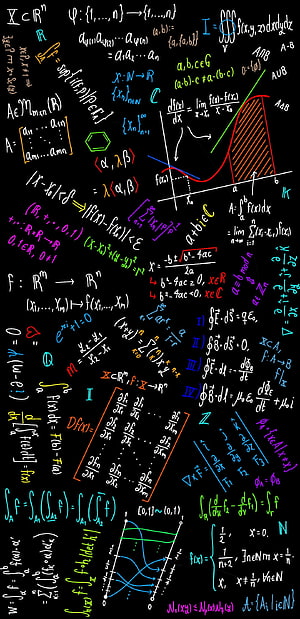 Colorful Mathematical Formulas and Equations on Black Background HD phone wallpaper