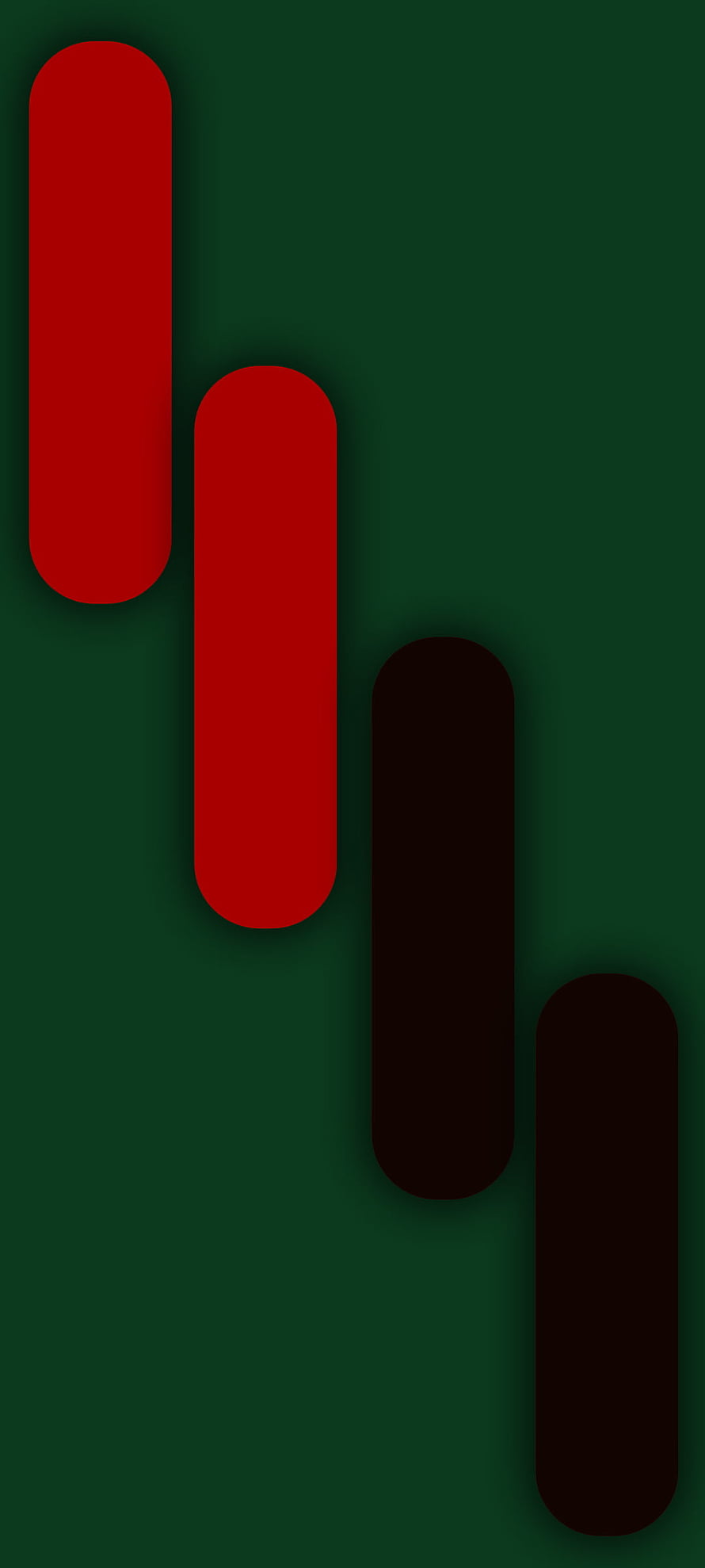 Minimalist Pixel Style Abstract Wallpaper with Red and Dark Capsule Shapes on Deep Green Background HD phone wallpaper