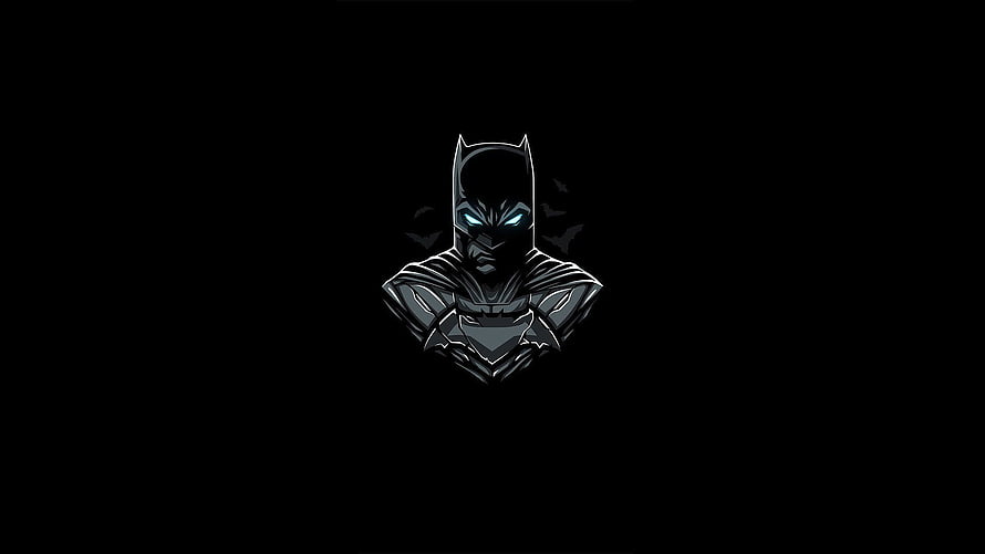 Batman Dark Knight Minimalist Line Art with Glowing Blue Eyes on Black Background, Batman For Laptop, Batman Ultra HD wallpaper