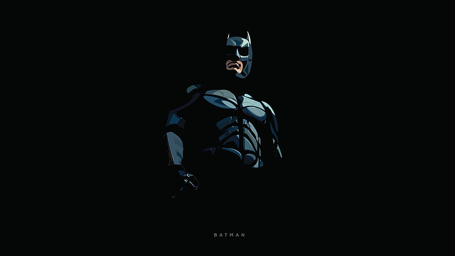 Batman Minimalist Digital Artwork with Dark Armor and Cowl on Black Background, Batman, minimal, artwork HD wallpaper