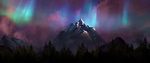 Majestic Snow-Capped Mountain Peak Under Vibrant Aurora Borealis Night Sky HD wallpaper
