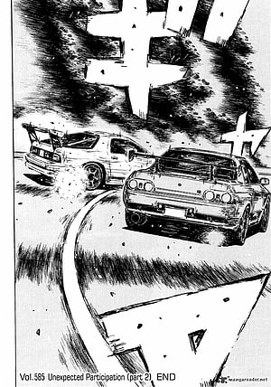 Initial D manga panel showing two JDM cars drifting on a mountain road HD phone wallpaper