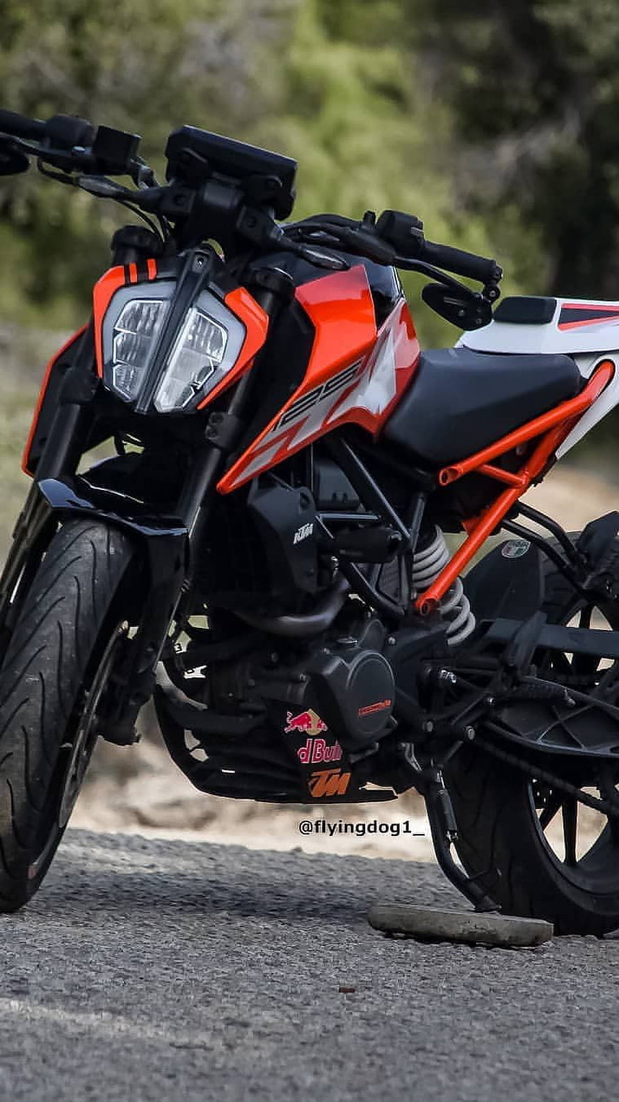KTM Duke 390 Red White Black Naked Motorcycle on Gravel Road HD phone wallpaper