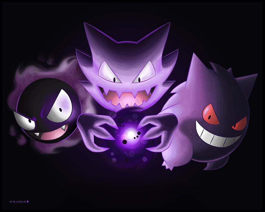 Gastly Haunter and Gengar Evolution Line Digital Art HD wallpaper