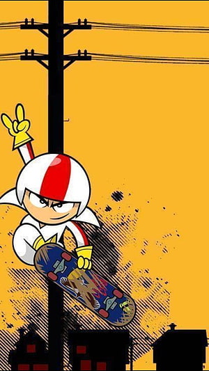 Kick Buttowski Subzero Dropouts: Skateboarding Character on Urban Rooftop HD phone wallpaper