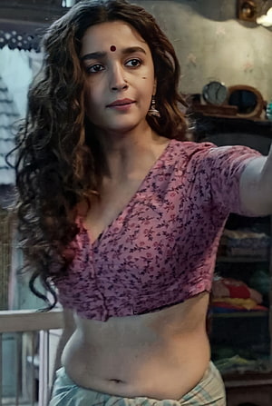 Alia Bhatt in Pink Floral Crop Top with Curly Hair and Red Bind HD phone wallpaper