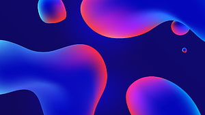 Abstract 3D Liquid Shapes With Blue And Pink Gradients On Dark Background HD wallpaper