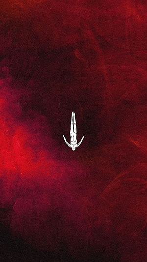 Minimalist White Figure Floating in Deep Crimson Abstract Void HD phone wallpaper