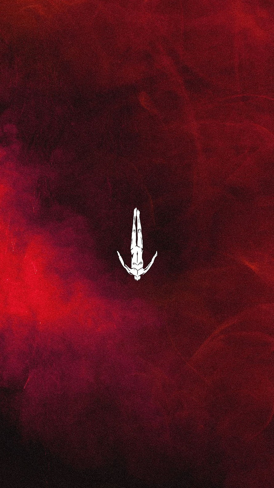 Minimalist White Figure Floating in Deep Crimson Abstract Void HD phone wallpaper