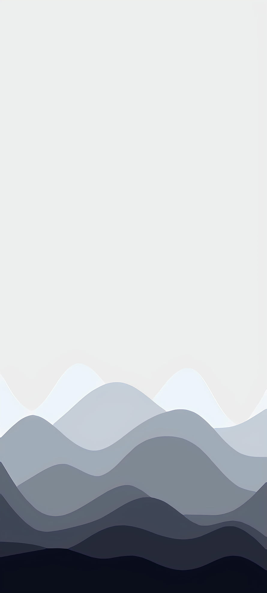 Minimalist Layered Mountain Landscape in Cool Blue and Grey Tones HD phone wallpaper