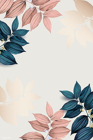 Elegant Pink and Teal Botanical Leaves Wallpaper HD phone wallpaper