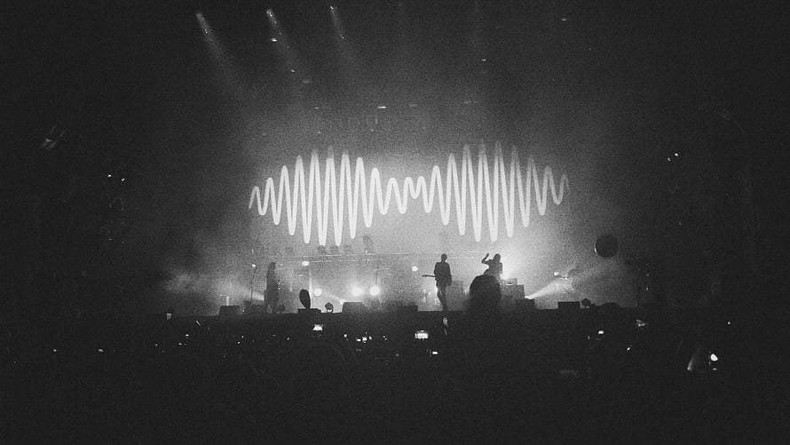 Arctic Monkeys Live Concert Stage With Glowing Soundwave Visuals HD wallpaper