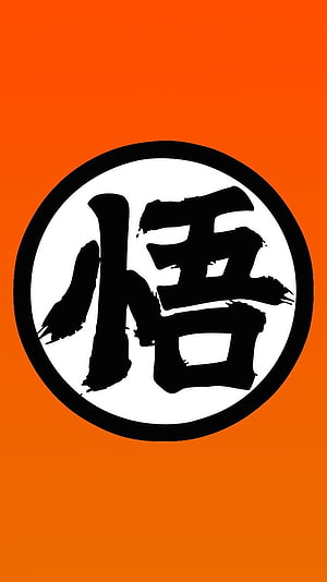 Goku Kanji Symbol on Orange Background - Dragon Ball Z悟 Character Logo HD phone wallpaper