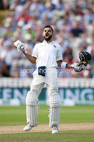 Virat Kohli Celebrating a Century in White Test Kit at Edgbaston HD phone wallpaper