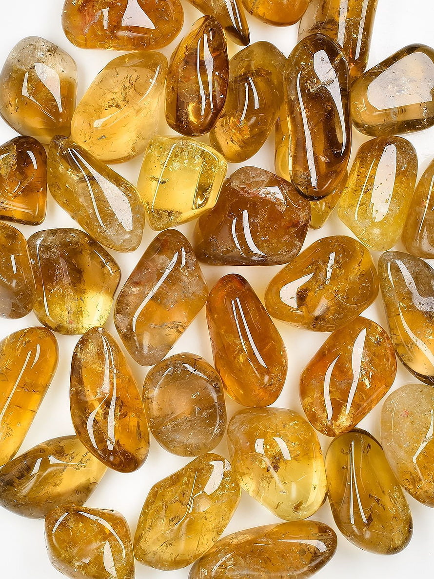 Polished Citrine Tumbled Stones in Warm Amber and Golden Hues HD phone wallpaper
