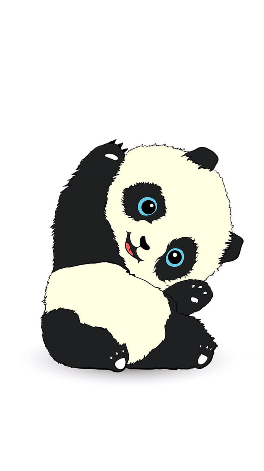 Cute Cartoon Panda Cub with Big Blue Eyes on White Background HD phone wallpaper
