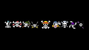 One Piece Straw Hat Pirates Jolly Roger Skull Logos Collection Wallpaper HD wallpaper