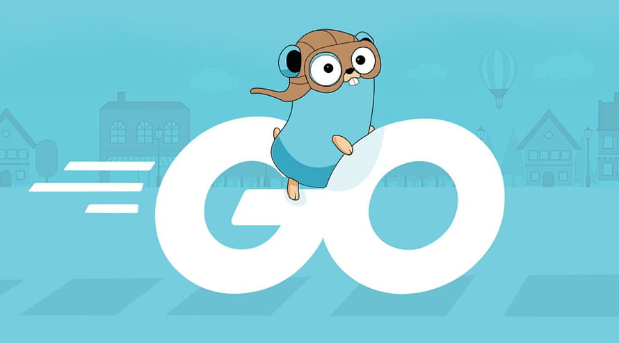 Go Programming Language Gopher Mascot Riding Giant Logo in Cartoon Style HD wallpaper