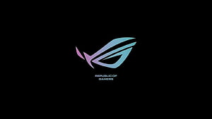 Republic of Gamers ROG Eye Logo with Blue and Purple Gradient on Black Background HD wallpaper