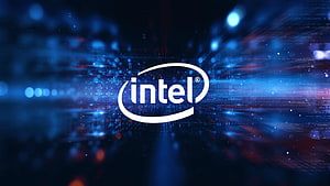 Intel Logo on a Dark Blue Digital Technology Background with Bokeh Lights HD wallpaper