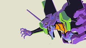 Evangelion Unit 01 Low Poly Digital Art with Purple and Green Color Scheme HD wallpaper
