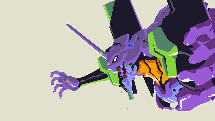 Evangelion Unit 01 Low Poly Digital Art with Purple and Green Color Scheme HD wallpaper