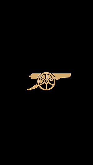 Arsenal FC Golden Cannon Logo on Black Background Minimalist Football Club Wallpaper HD phone wallpaper