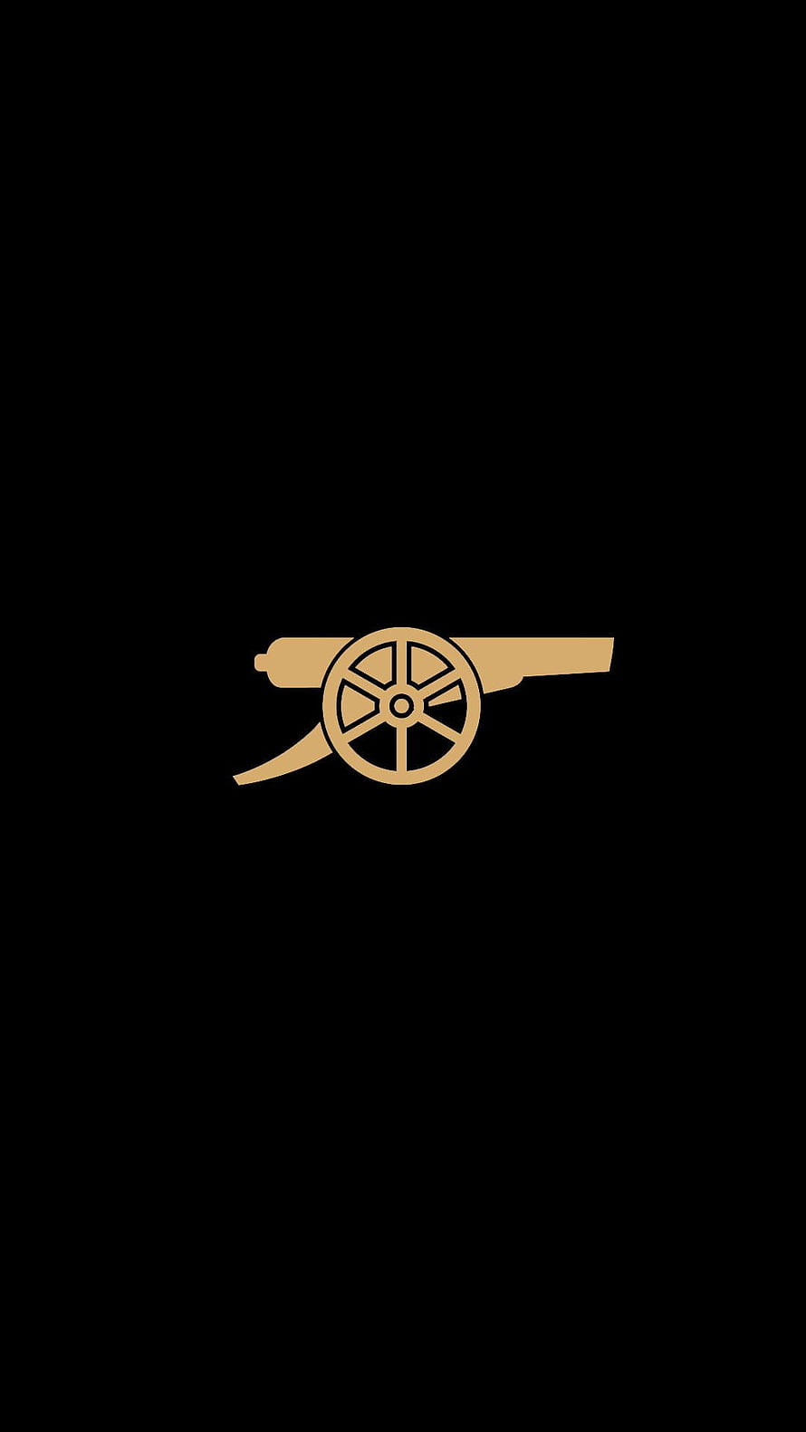 Arsenal FC Golden Cannon Logo on Black Background Minimalist Football Club Wallpaper HD phone wallpaper