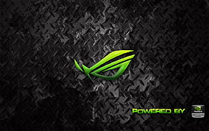 Asus ROG Green Logo on Black Diamond Plate Metal Texture HD wallpaper