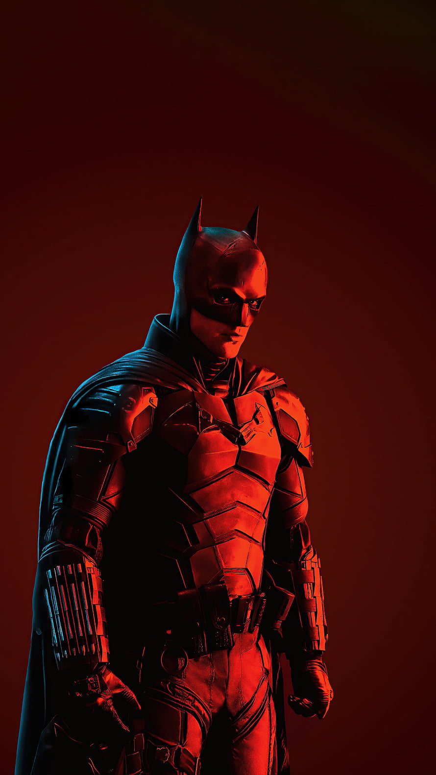 Batman 2022 Cinematic Portrait in Dramatic Red and Blue Lighting, Batman 2022, , vengeance HD phone wallpaper