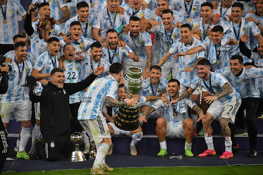 Argentina National Team Celebrates Copa America Victory With Trophy Lift HD wallpaper