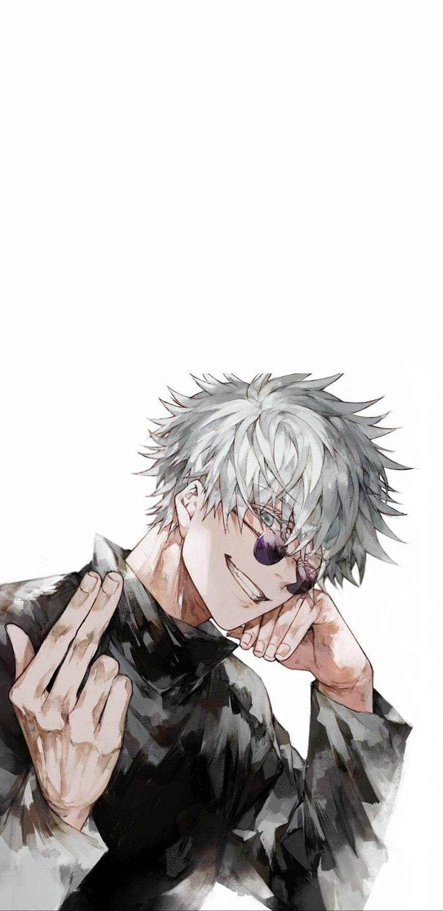 Gojo Satoru from Jujutsu Kaisen anime character illustration with white hair and sunglasses HD phone wallpaper