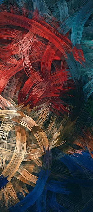Abstract Digital Art With Red Blue And Gold Brush Strokes HD phone wallpaper